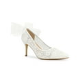 thumbnail image 1 of BLISSFUL STEP Pointed Toe Bow Decor Stiletto Heel Pumps for Women White 8, 1 of 6