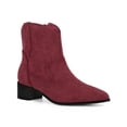 thumbnail image 1 of BLISSFUL STEP Pointed Toe Chunky Heel Western Ankle Boots for Women Burgundy 8, 1 of 6