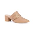 thumbnail image 1 of BLISSFUL STEP Pointed Toe Chunky Heels Mules with Buckle Decor for Women Nude 8, 1 of 6