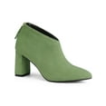 thumbnail image 1 of BLISSFUL STEP Women's Ankle Boots Faux Suede Pointed Toe Block Heel Back Zip V Cutout Booties Green 8.5, 1 of 7