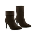thumbnail image 1 of BLISSFUL STEP Pointed Toe Foldable Slip on Stiletto Heels Ankle Boots For Women Coffee 8, 1 of 7