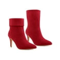 thumbnail image 1 of BLISSFUL STEP Pointed Toe Foldable Slip on Stiletto Heels Ankle Boots For Women Red 8.5, 1 of 7