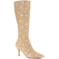 thumbnail image 1 of BLISSFUL STEP Women's Boots Pointed Toe Glitter Stiletto Heel Knee High Boots  Gold 11, 1 of 6