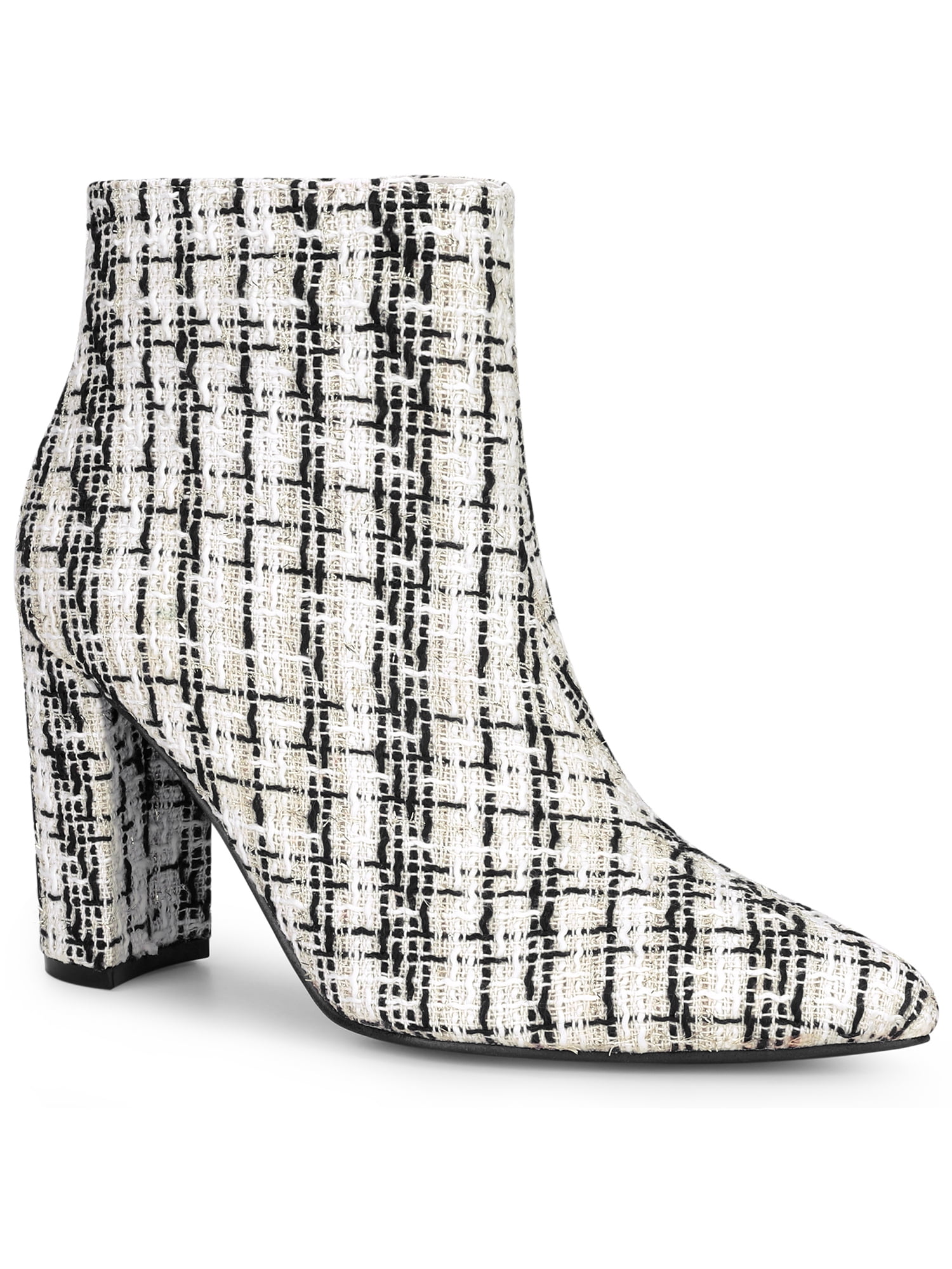 New Chunky Heel Pointed Toe Denim Midcalf Boots main image 0