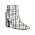 thumbnail image 1 of BLISSFUL STEP Pointed Toe Plaid Chunky Heel Ankle Boots for Women, 1 of 5