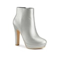 thumbnail image 1 of BLISSFUL STEP Round Toe Platform Chunky Heel Ankle Boots for Women Silver 6, 1 of 6