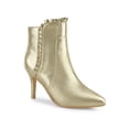 thumbnail image 1 of BLISSFUL STEP Pointed Toe Ruffle Stiletto Heel Ankle Boots for Women, 1 of 5