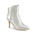 thumbnail image 1 of BLISSFUL STEP Pointed Toe Ruffle Stiletto Heel Ankle Boots for Women, 1 of 5