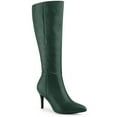 thumbnail image 1 of BLISSFUL STEP Valentine's Women's Boots Knee High Slim Calf Pointed Toe Stiletto Heel Dark Green 7.5, 1 of 5