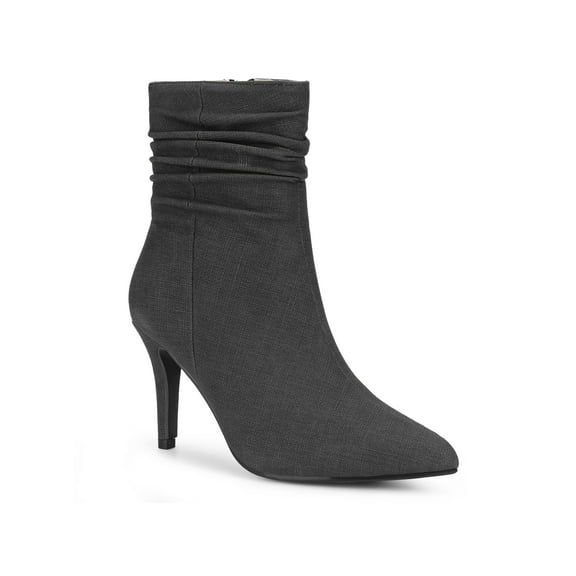 BLISSFUL STEP Pointed Toe Slouched Stiletto Heels Ankle Boots for Women