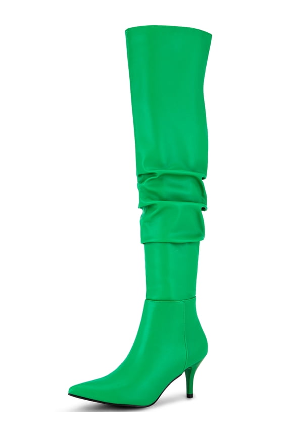 Pointed Toe Slouches Stiletto Heels Over the Knee High Boots for Women