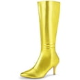 thumbnail image 1 of BLISSFUL STEP Pointed Toe Stiletto Heels Knee High Boots for Women, 1 of 6