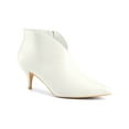 thumbnail image 1 of BLISSFUL STEP Pointed Toe V Cutout Stiletto Heel Ankle Booties for Women White (Size 6), 1 of 6