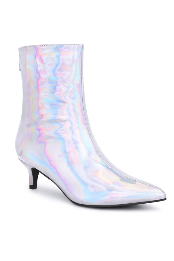 Pointed Toe Zipper Kitten Heels Ankle Boots for Women