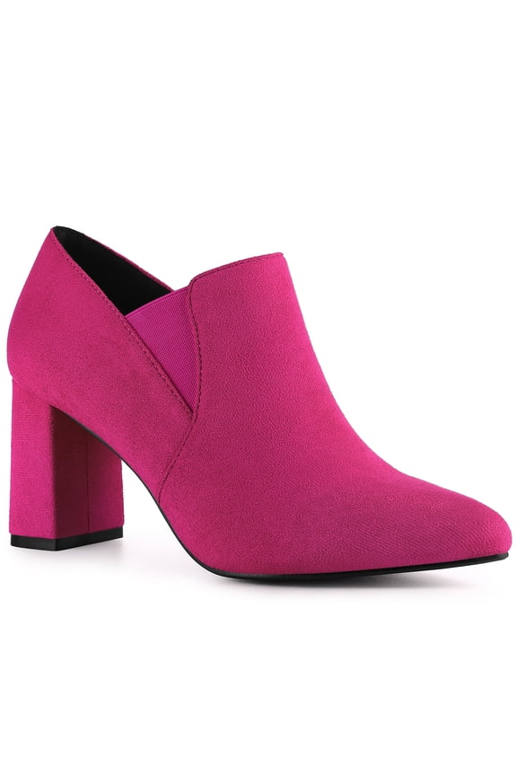 Pointy Toe Slip on Block Heels Chelsea Ankle Booties for Women