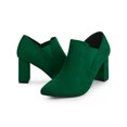 thumbnail image 1 of BLISSFUL STEP Pointy Toe Slip on Block Heels Chelsea Ankle Booties for Women, 1 of 7