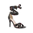 thumbnail image 1 of BLISSFUL STEP Printed Lace Up Stiletto Heels Sandals for Women Black 7, 1 of 6