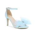 thumbnail image 1 of BLISSFUL STEP Rhines Ankle Strap Mesh Bow Stiletto Heel Sandals for Women, 1 of 4