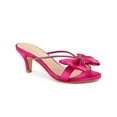 thumbnail image 1 of BLISSFUL STEP Women's Shoes Satin Kitten Heel Mules Bow Rhinestone Strap Open Toe Sandals Hot Pink 6, 1 of 7