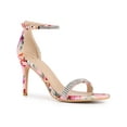 thumbnail image 1 of BLISSFUL STEP Rhines Straps Floral Print Ankle Strap Stiletto Heel Sandals for Women Pink 6, 1 of 6