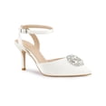 thumbnail image 1 of BLISSFUL STEP Rhiness Ankle Strap Stiletto Heel Pumps for Women White 8, 1 of 5