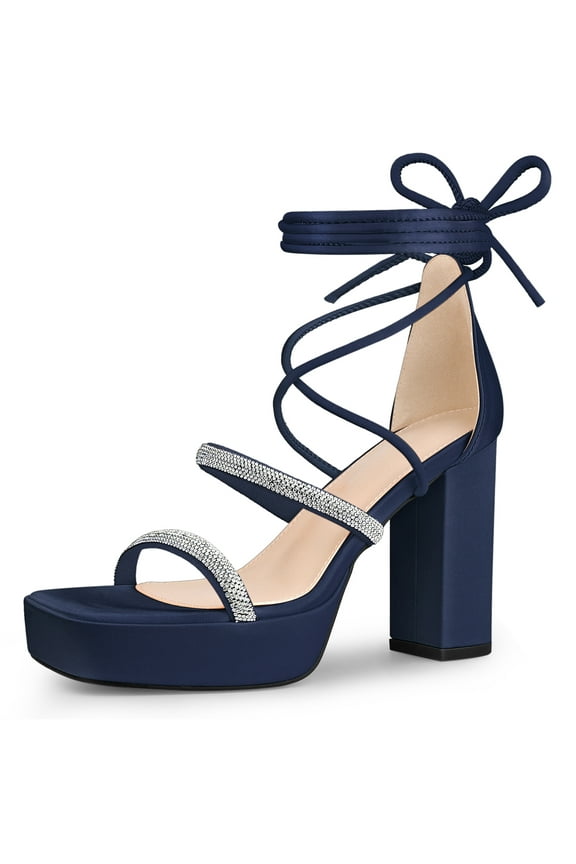 Rhiness Lace Up Block High Heel Platform Sandals for Women