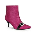 thumbnail image 1 of BLISSFUL STEP Rhiness Pointed Toe Stiletto Heel Glitter Ankle Boots for Women Hot Pink 9, 1 of 4