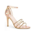 thumbnail image 1 of BLISSFUL STEP Rhinestone Ankle Strap Stiletto Heel Sandals for Women Rose Gold 10, 1 of 6