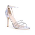 thumbnail image 1 of BLISSFUL STEP Rhinestone Ankle Strap Stiletto Heel Sandals for Women Silver 8.5, 1 of 6