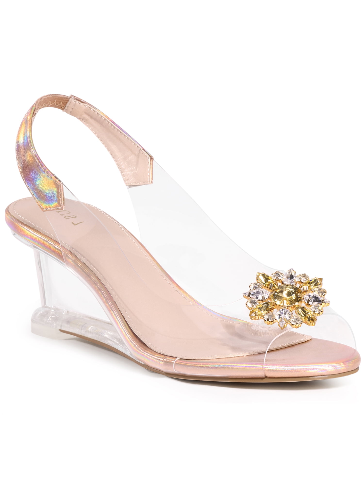 Snakeskin Clear Crystal Wedge High Heel Sandals