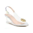 thumbnail image 1 of BLISSFUL STEP Rhinestone Clear Wedge Heel Sandals for Women Silver 7, 1 of 6