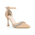 thumbnail image 1 of BLISSFUL STEP Rhinestone Pointy Toe Ankle Strap Stiletto Heel Pumps for Women Nude (Size 7.5), 1 of 6