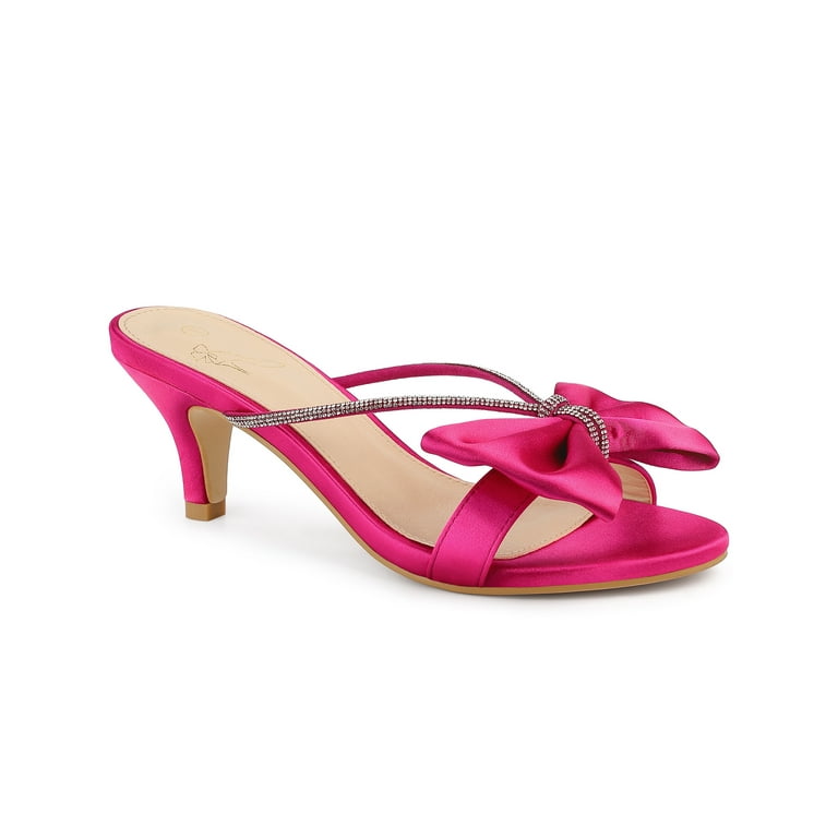 Perphy Rhines Strap Bow Kitten Heels Slide Sandals for Women
