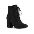 thumbnail image 1 of BLISSFUL STEP Women's Ankle Boots Faux Suede Chunky Heel Lace Up Side Zip Round Toe Booties Black 8, 1 of 4