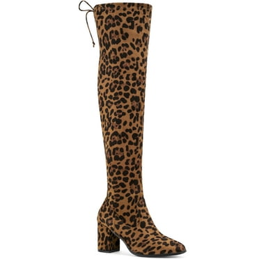 BLISSFUL STEP Round Toe Chunky Heel Over the Knee High Boots for Women