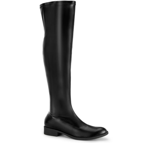 BLISSFUL STEP Round Toe Low Block Heel Over the Knee High Boots for Women