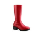 thumbnail image 1 of BLISSFUL STEP Round Toe Low Block Heels Mid Calf Boots for Women Red 8.5, 1 of 6