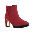 thumbnail image 1 of BLISSFUL STEP Round Toe Platform Mirror Heeled Block Heels Boots for Women Red 6.5, 1 of 4