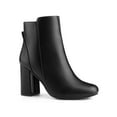 thumbnail image 1 of BLISSFUL STEP WOmen's Ankle Boots Chunky Heel Round Toe Side Zipper Faux Leather Boots Black 6.5, 1 of 7