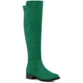 thumbnail image 1 of BLISSFUL STEP Women's Boots Faux Suede Knee High Chunky Heel Round Toe Zipper Boots Emerald Green 7, 1 of 4