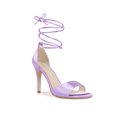 thumbnail image 1 of BLISSFUL STEP Satin Lace Up Stiletto Heeled Sandals for Women Purple 6, 1 of 6