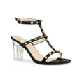 thumbnail image 1 of BLISSFUL STEP Slingback Heel Block Clear Heels Sandals for Women Black (Size 10), 1 of 6