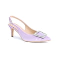 thumbnail image 1 of BLISSFUL STEP Slingback Stiletto Heels Sandal Rhinestone Buckle Pointed Toe Pumps for Women Purple (Size 9.5), 1 of 7