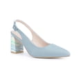 thumbnail image 1 of BLISSFUL STEP Slingback Strap Pointed Toe Sandals Colorful Chunky Heel Pumps for Women Haze Blue 8.5, 1 of 7