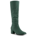 thumbnail image 1 of BLISSFUL STEP Women's Knee High Boots Square Toe Slouch Chunky Heel Dark Green 6.5, 1 of 4