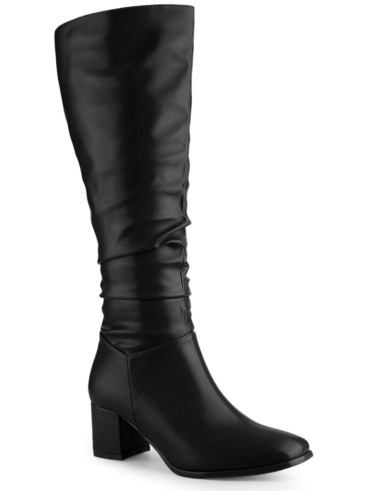 Perphy Slouch Square Toe Chunky Heel Knee High Boots for Women
