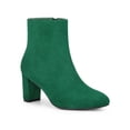 thumbnail image 1 of Perphy Square Toe  Block Heel Ankle Boots for Women Emerald Green 9, 1 of 4