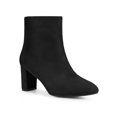 thumbnail image 1 of BLISSFUL STEP Square Toe  Block Heel Ankle Boots for Women Black 6, 1 of 6