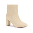thumbnail image 1 of BLISSFUL STEP Square Toe  Block Heel Ankle Boots for Women Beige 8, 1 of 6