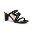 thumbnail image 1 of BLISSFUL STEP Square Toe Braided Block Heels Sandals for Women Black (Size 9), 1 of 6